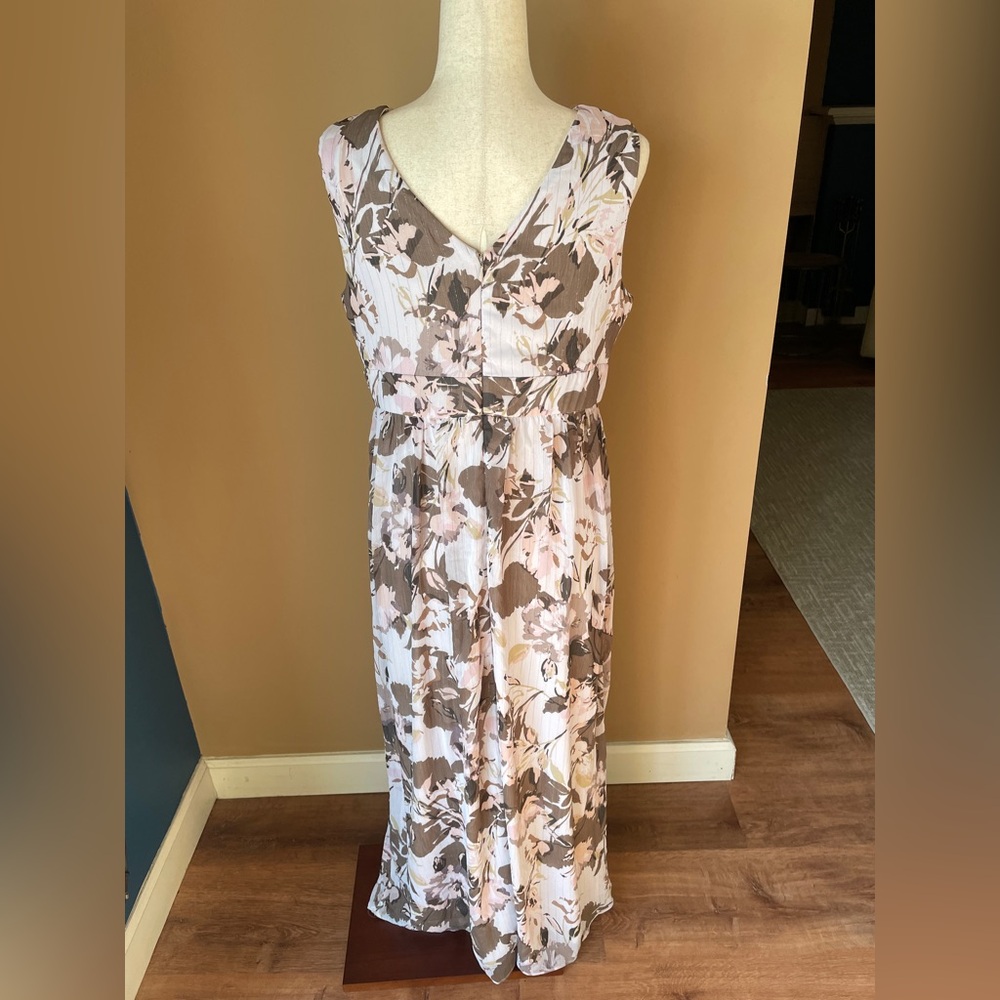 R&M Richards Floral Sleeveless Gown Dress Size 12P Petite Bejeweled Empire Waist - Picture 5 of 10